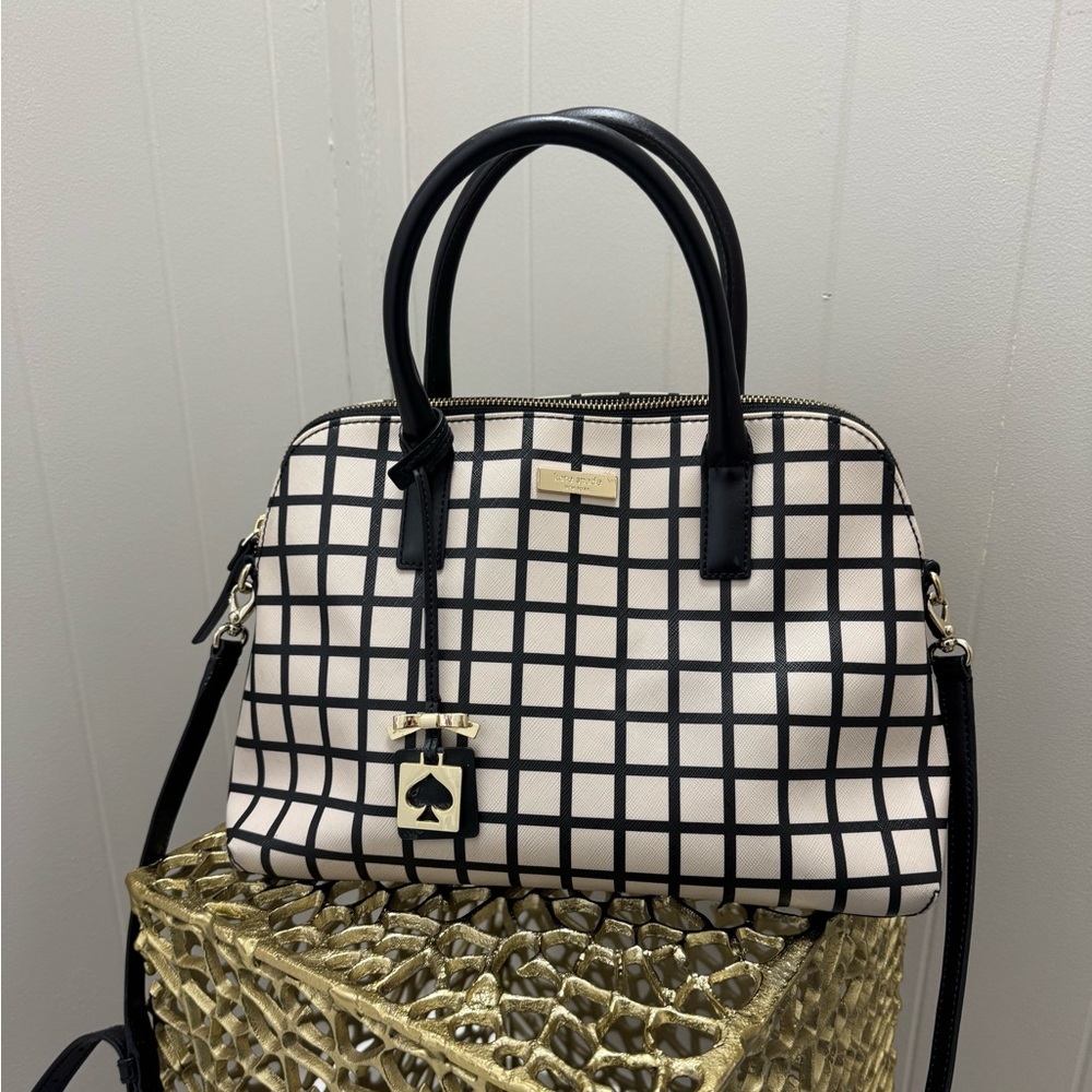 Kate Spade Black and White Grid Satchel